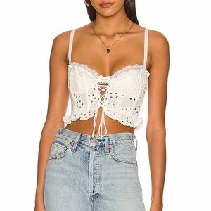 For Love & Lemons Elegant Lace-Up Eyelet Corset Top